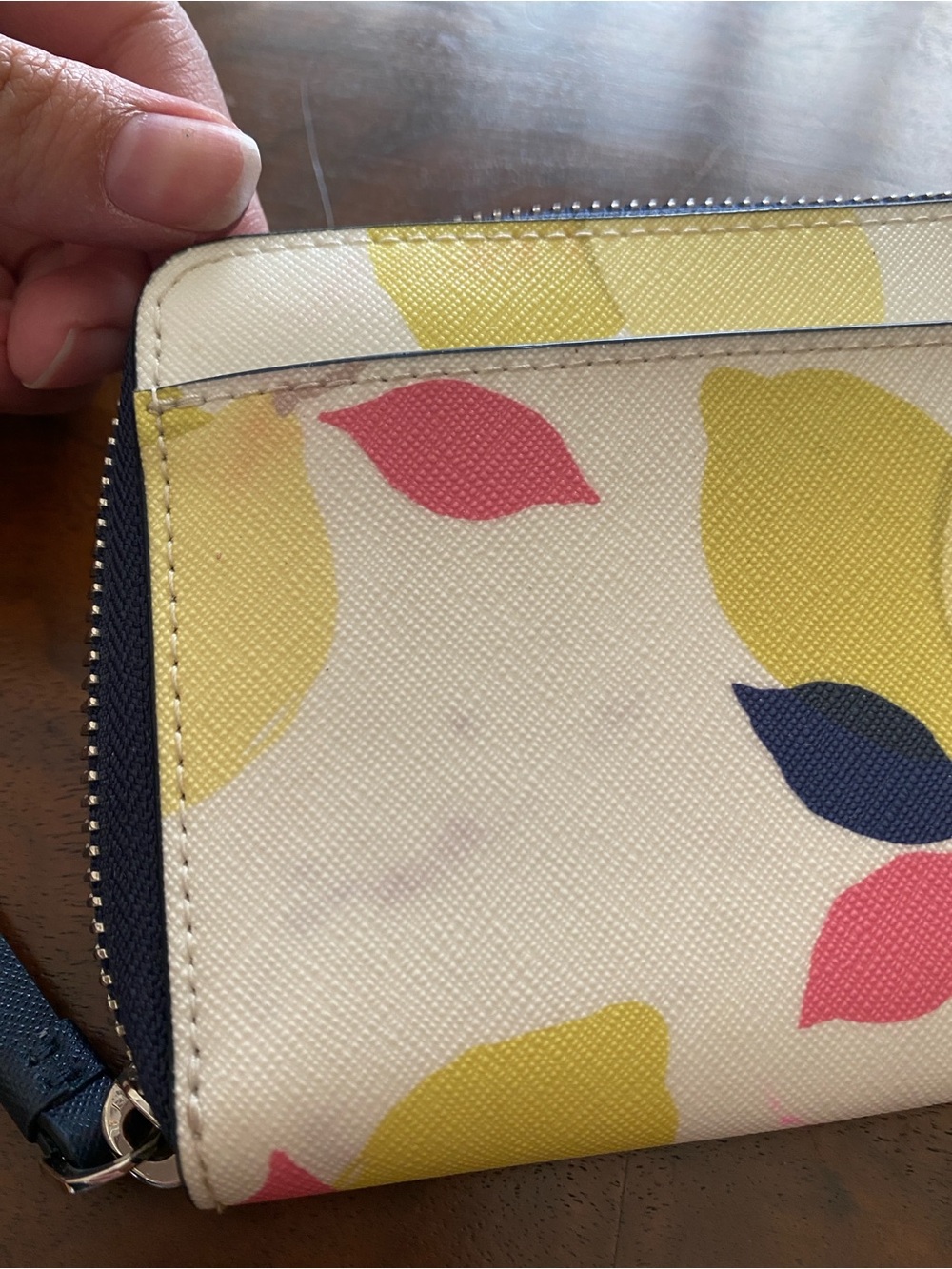kate spade cream floral zip-around wallet with yellow blue and pink leaves - Picture 14 of 16